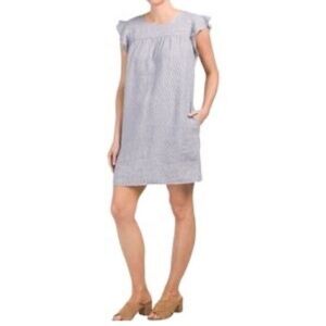 Cynthia Rowley Linen Dress with Blue Stripes
